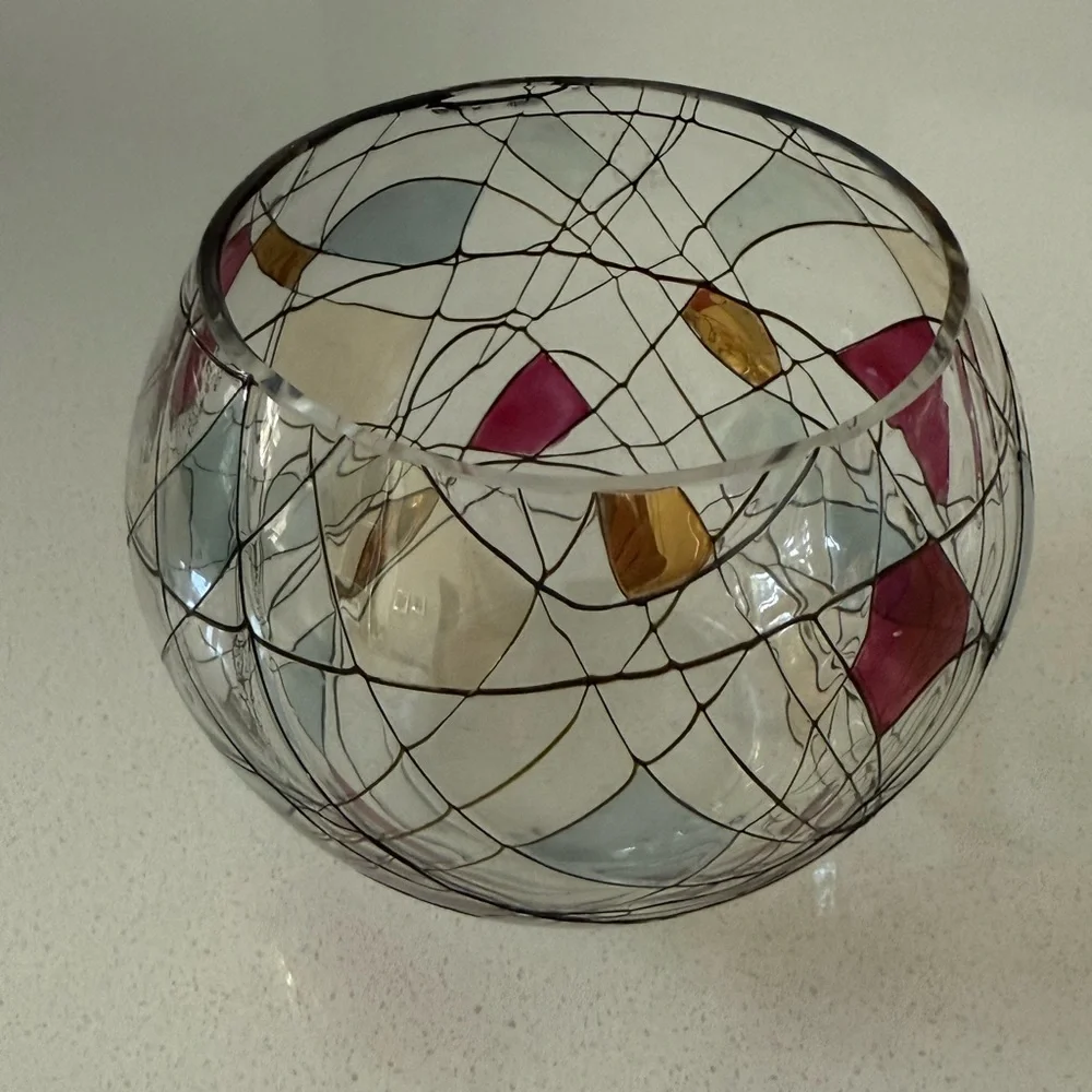 Partylite Stained Glass Mosaic Calypso Candy‎ Dish Candle Holder
